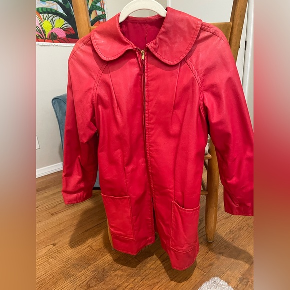 Vintage red leather coat - Picture 2 of 4
